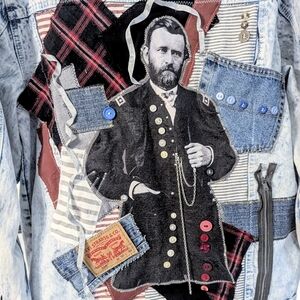 Men's Southpole Upcycled Avant-Garde Acid Wash Denim Trucker Jacket,  OOAK,  XL